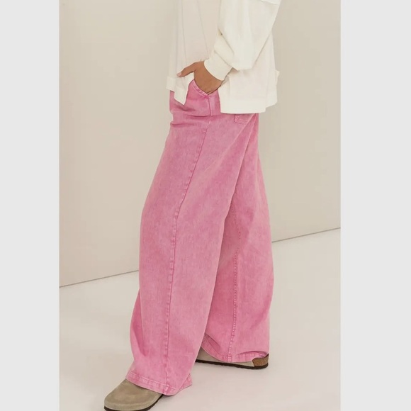 ROSE PINK Elastic High Waist Wide Leg Pants - Picture 5 of 11